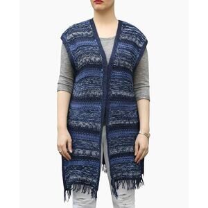 Massimo Dutti Long Knit Open‎ Front Sleeveless Cardigan Duster L - NWT